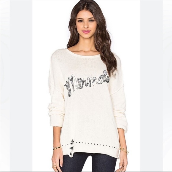 Wildfox Mermaid Distressed Pullover Sweater - Picture 1 of 9